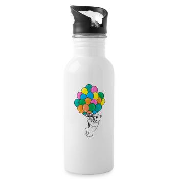 Eisbär Luftballon - Trinkflasche mit integriertem Trinkhalm - Weiß - Rechts