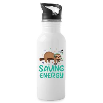 Lazy,sleeping sloth.Saving energy mode.Lazy days. - Water bottle with straw - white - Right