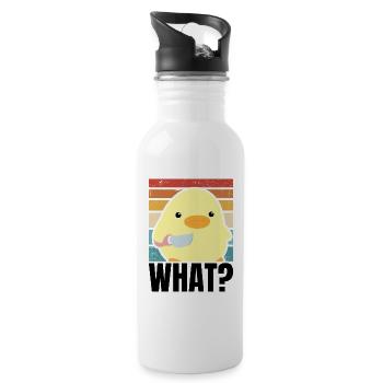 Süße Ente mit Messer Küken Huhn Gans Was Retro Sun - Trinkflasche mit integriertem Trinkhalm - Weiß - Rechts