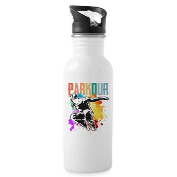 Parkour - Trinkflasche mit integriertem Trinkhalm - Weiß - Rechts