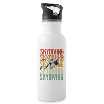 Skydiving Retro - Water bottle with straw - white - Right