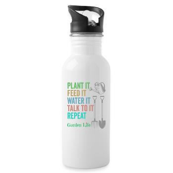 Gartenarbeit Gartenleben - Trinkflasche mit integriertem Trinkhalm - Weiß - Rechts