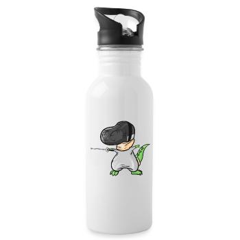 The fencing T-Rex with mask and foil fencing - Water bottle with straw - white - Right