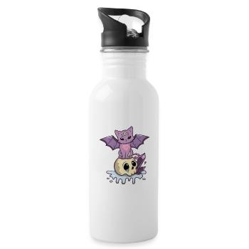 Pastell Goth Kawaii Gruselige Katze - Trinkflasche mit integriertem Trinkhalm - Weiß - Rechts