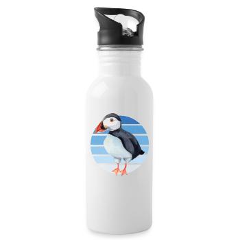 Papageitaucher Puffin Papagei Lunde Vogel Geschenk - Trinkflasche mit integriertem Trinkhalm - Weiß - Rechts