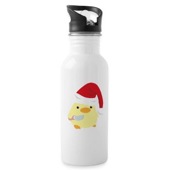 Canard avec couteau Mème Canard de Noël avec couteau - Gourde avec paille intégrée - blanc - Droite