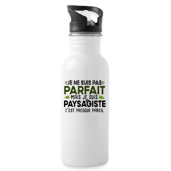 Paysagiste Élagueur Jardin Métier Arbuste Cadeau - Gourde avec paille intégrée - blanc - Droite