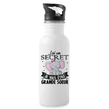 J'ai un secret je vais être grande soeur - Gourde avec paille intégrée - blanc - Droite