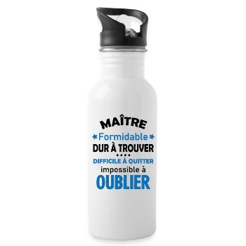 Maître formidable idée cadeau maître d'école - Gourde avec paille intégrée - blanc - Droite