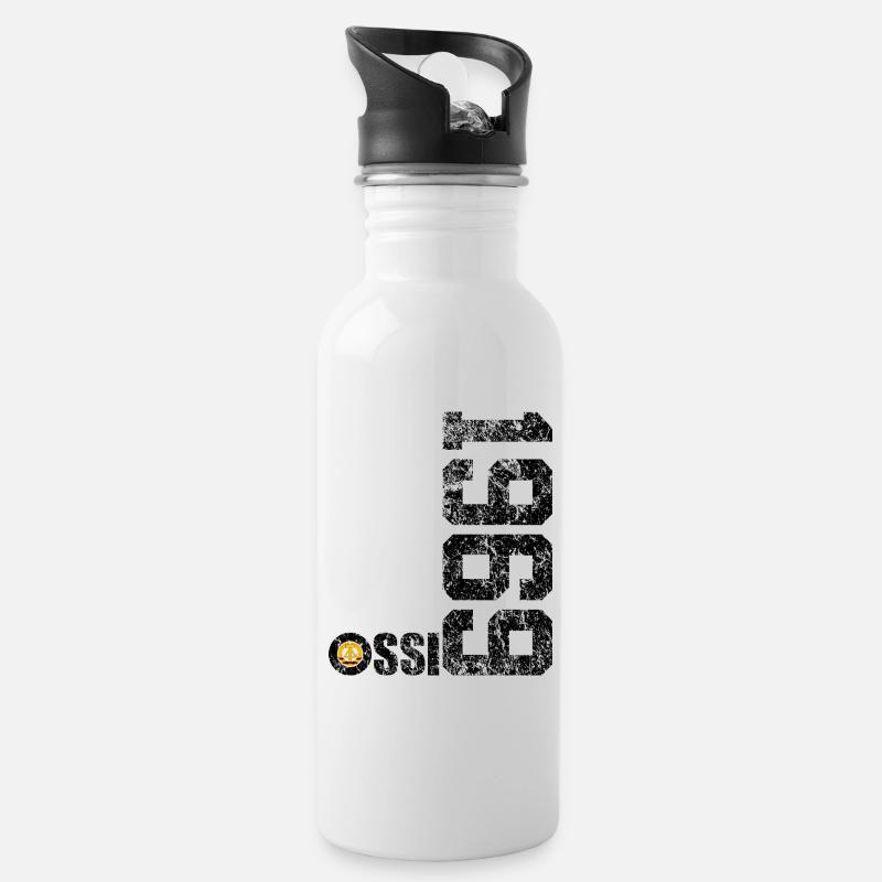 OSSI 1969 DDR 57. GEBURTSTAG - Trinkflasche mit integriertem Trinkhalm - Weiß
