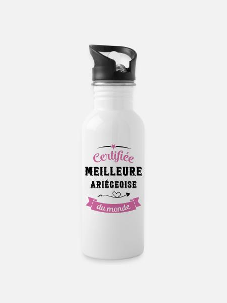 Certifiée ariégeoise du monde - Gourde avec paille intégrée - blanc