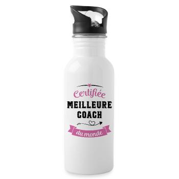 Certifiée meilleure coach du monde - Gourde avec paille intégrée - blanc - Droite