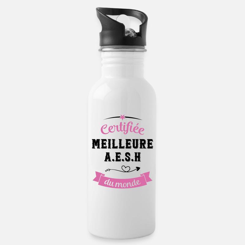 Certifiée meilleure aesh du monde - Gourde avec paille intégrée - blanc