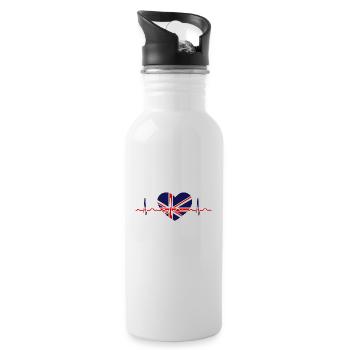 Union Jack Heartbeat | UK Flag | Heart - Water bottle with straw - white - Right