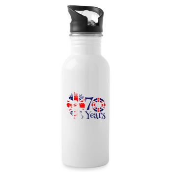 The Queens Platinum Jubilee 2022 | UK - Water bottle with straw - white - Right