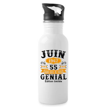 55 Ans Anniversaire Vintage Né(e) en Juin 1967 - Gourde avec paille intégrée - blanc - Droite