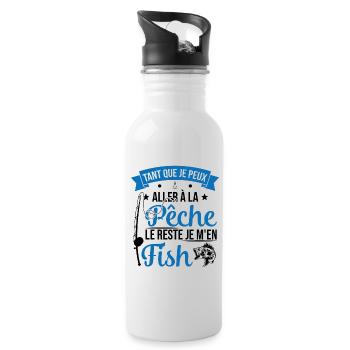 Si je peux aller à la pêche le reste je m'en fish - Gourde avec paille intégrée - blanc - Droite