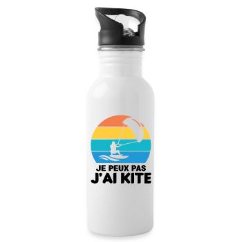 Je Peux Pas J'ai Kite Cadeau Humour - Gourde avec paille intégrée - blanc - Droite