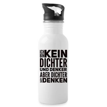 Aber Dichter Als Sie Denken Lustiger Spruch - Trinkflasche mit integriertem Trinkhalm - Weiß - Rechts