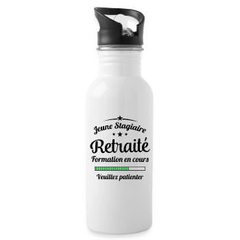 Jeune Stagiaire Retraité Citation Humour - Gourde avec paille intégrée - blanc - Droite