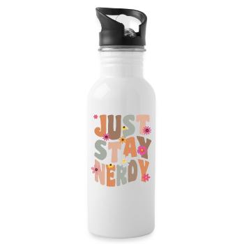 Just Stay Nerdy - Water bottle with straw - white - Right