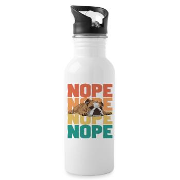 Englische Bulldogge Nope Bunt - Trinkflasche mit integriertem Trinkhalm - Weiß - Rechts