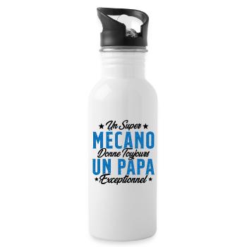 Mécano Papa Cadeau Drôle Fête Des Pères Garagiste - Gourde avec paille intégrée - blanc - Droite