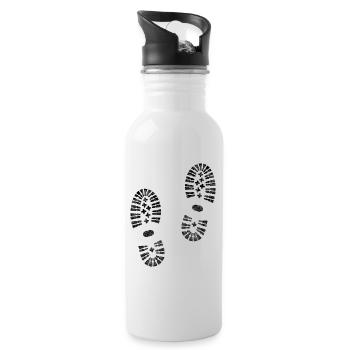 Boot prints, hiking boots, mountain hiking - Water bottle with straw - white - Right