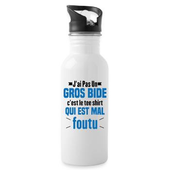 J'ai Pas Un Gros Bide Humour Cadeau - Gourde avec paille intégrée - blanc - Droite
