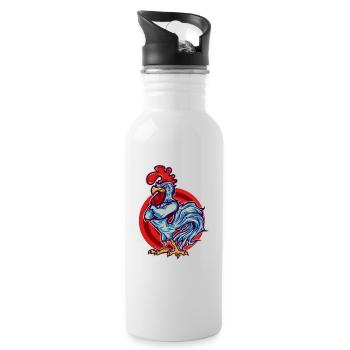 Rooster Hahn - Water bottle with straw - white - Right