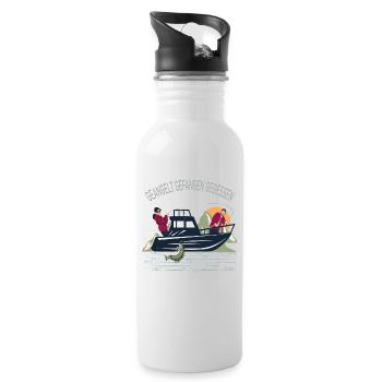 Angler Geangelt gefangen Gegessen Slogan - Trinkflasche mit integriertem Trinkhalm - Weiß - Rechts