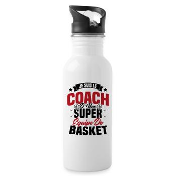 Je Suis Le Coach D'une Super Équipe De Basket - Gourde avec paille intégrée - blanc - Droite