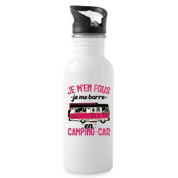Je m'en fous je me barre en camping-car - Gourde avec paille intégrée - blanc - Droite
