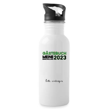 Gästebuch Einschulung 2023 Bitte Eintragen Schule - Trinkflasche mit integriertem Trinkhalm - Weiß - Rechts