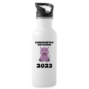 Kindergarten 2023 Ich Komme Mädchen Jungen Kita - Trinkflasche mit integriertem Trinkhalm - Weiß - Rechts