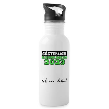 2023 Kommunion Gästebuch Mädchen Jungen Geschenk - Trinkflasche mit integriertem Trinkhalm - Weiß - Rechts