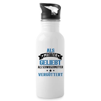 Schwiegermutter Mama Schwiegermama Mutter Mutterta - Trinkflasche mit integriertem Trinkhalm - Weiß - Rechts