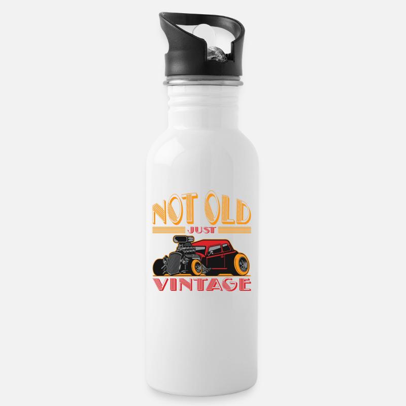 Hot Rods Voitures anciennes - Gourde avec paille intégrée - blanc