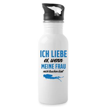 tauchen gehen lässt - Trinkflasche mit integriertem Trinkhalm - Weiß - Rechts