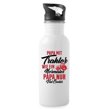 papa nit traktor wie ein normaler - Trinkflasche mit integriertem Trinkhalm - Weiß - Rechts