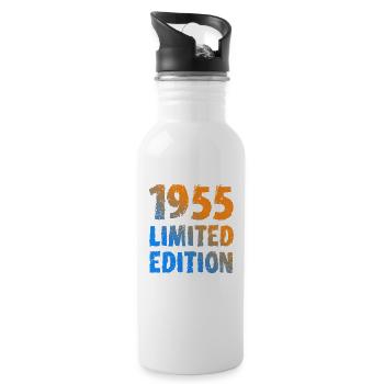 1955 Limited Edition Birthday Gift Wife Husband - Water bottle with straw - white - Right
