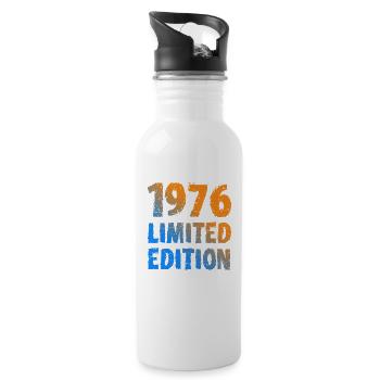 1976 Limited Edition Birthday Gift Wife Husband - Water bottle with straw - white - Right