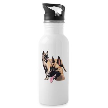 The two Malinois - Water bottle with straw - white - Right