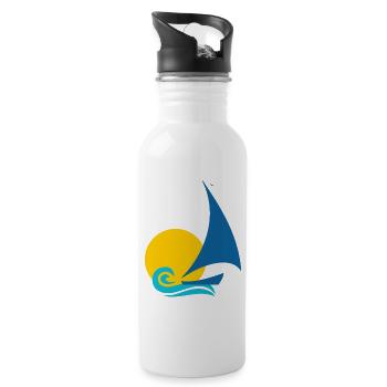 Segeln - Trinkflasche mit integriertem Trinkhalm - Weiß - Rechts