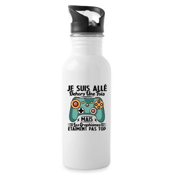 Cadeau Humour Console Graphisme Jeux Vidéo - Gourde avec paille intégrée - blanc - Droite