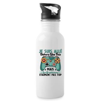 Cadeau Humour Console Graphisme Jeux Vidéo - Gourde avec paille intégrée - blanc - Droite