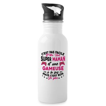 Super Maman Gameuse Humour Gamer Cadeau - Gourde avec paille intégrée - blanc - Droite