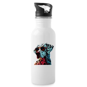 Cooler Dalmatiner mit Sonnenbrille - Trinkflasche mit integriertem Trinkhalm - Weiß - Rechts