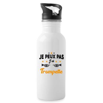 Je peux pas j'ai trompette Cadeau - Gourde avec paille intégrée - blanc - Droite