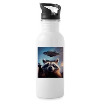 Racoon UFO - Trinkflasche mit integriertem Trinkhalm - Weiß - Rechts